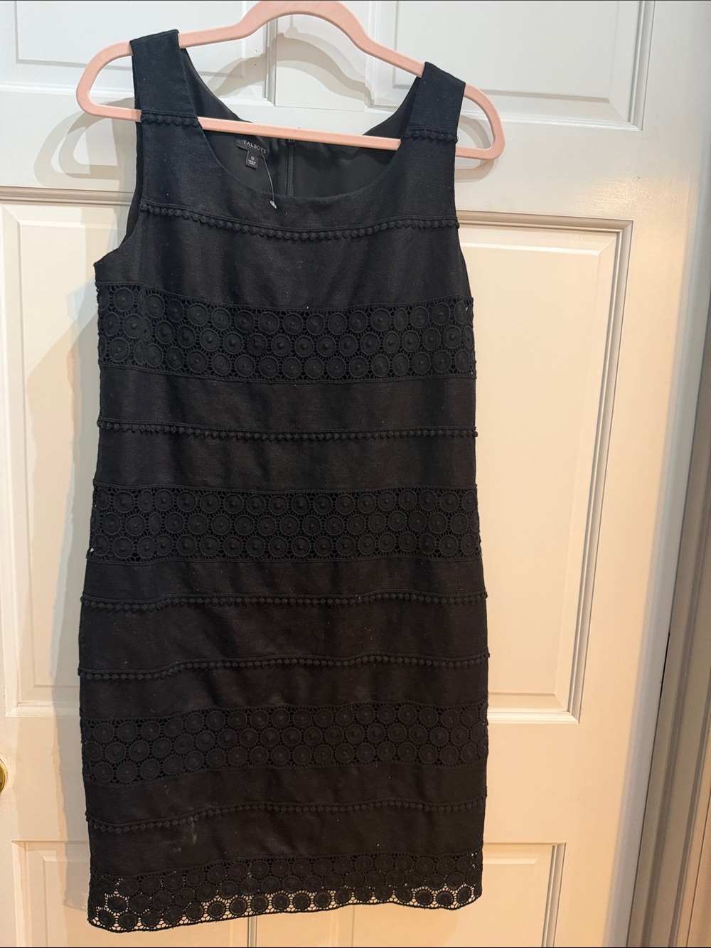 Talbots Black Sleeveless Eyelet Sheath Dress Size 12